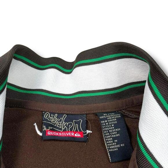 Vintage Quicksilver Track Jacket Brown Full Zip Striped Trim Size XL Y2K Hip Pop - Picture 4 of 9